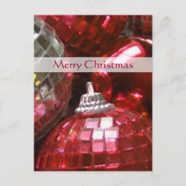 Red Baubles Portrait "Frohe Weihnachten" Feiertagspostkarte