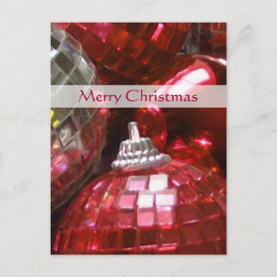 Red Baubles Portrait "Frohe Weihnachten" Feiertagspostkarte