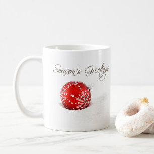 Red Baubles Season's Greetings Tasse