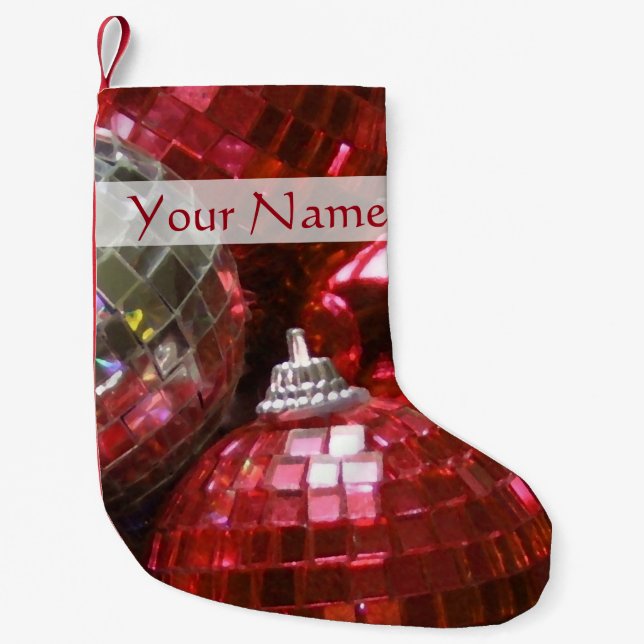Red Baubles Text Strumpf Kleiner Weihnachtsstrumpf (Vorderseite)