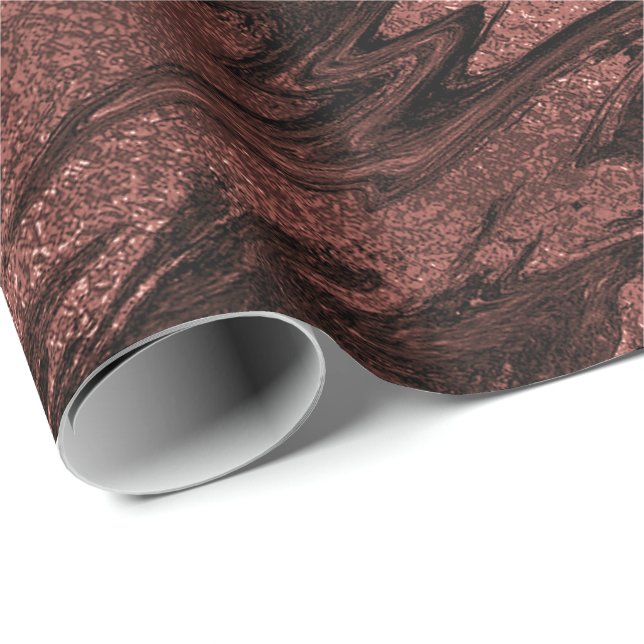 Red Bean Bronze Maroon Deep Marble Molten Glitzer Geschenkpapier (Rolleneckpunkt)