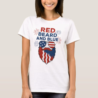 Red Beard and Blue Funny Funny Patriotic T - Shirt