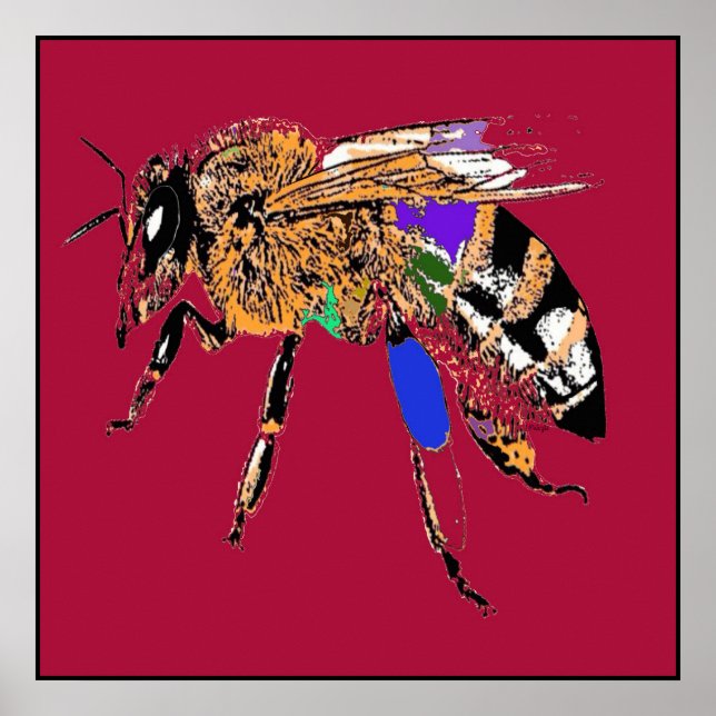 Red Bee Pop Art Poster (Vorne)