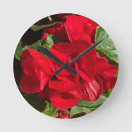 Red Begonia Hiemalis Runde Wanduhr