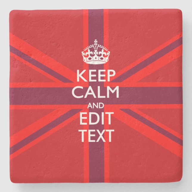 Red Behalt Calm Haben Sie Ihren Text auf der Flagg Steinuntersetzer (Vorderseite)