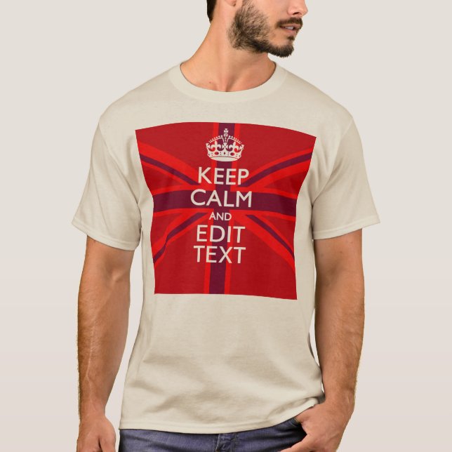 Red Behalt Calm Haben Sie Ihren Text auf der Flagg T-Shirt (Vorderseite)