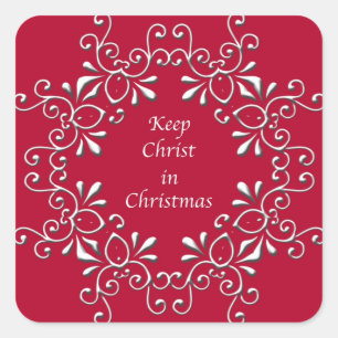 Red Behalt Christ in Christmas Sticker