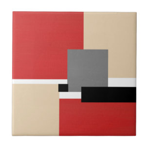 Red Beige Gray Schwarz-weiß Geometric Fliese