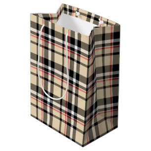 Red Beige Schwarz-weiß Squares Tartan Kariertes Mu Mittlere Geschenktüte