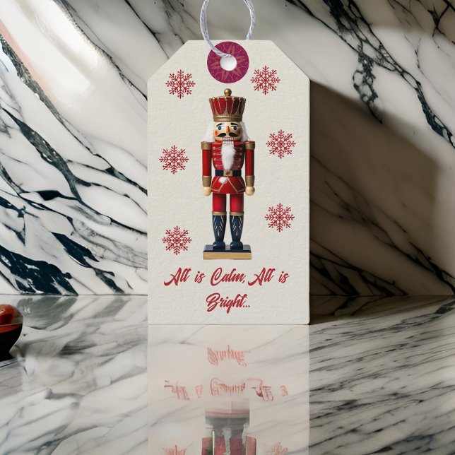 Red Beige Snowflake Nutcracker Geschenkanhänger (Von Creator hochgeladen)