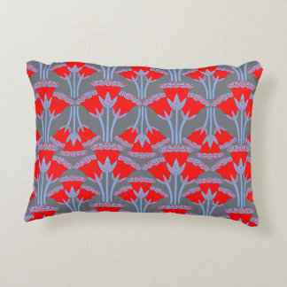 Red Bellflower Accent Pillow | One Owl Artist Dekokissen