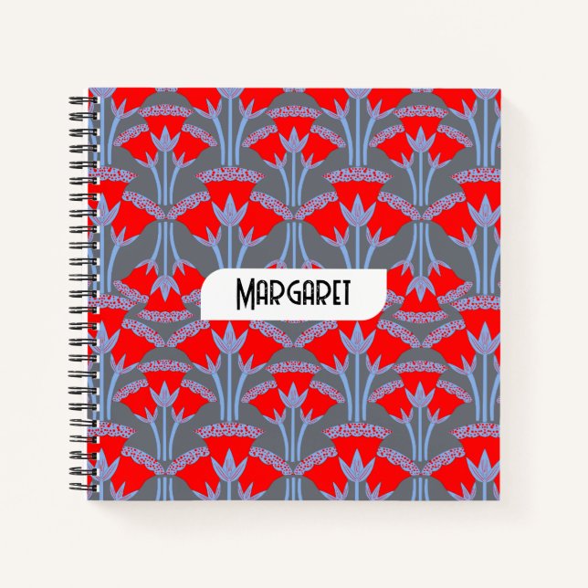 Red Bellflower Name Personalized Cute Notebook Notizbuch (Vorderseite)