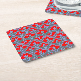 Red Bellflower Square Paper Coaster Rechteckiger Pappuntersetzer