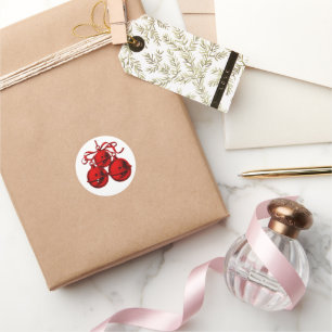 Red Bells & Bow Small Round Umschlag Aufklebers Runder Aufkleber