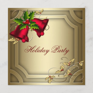 Red Bells Gold Corporate Christmas Party Einladung