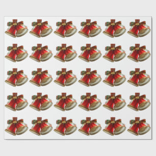 Red Bells White Wrapping Paper Geschenkpapier