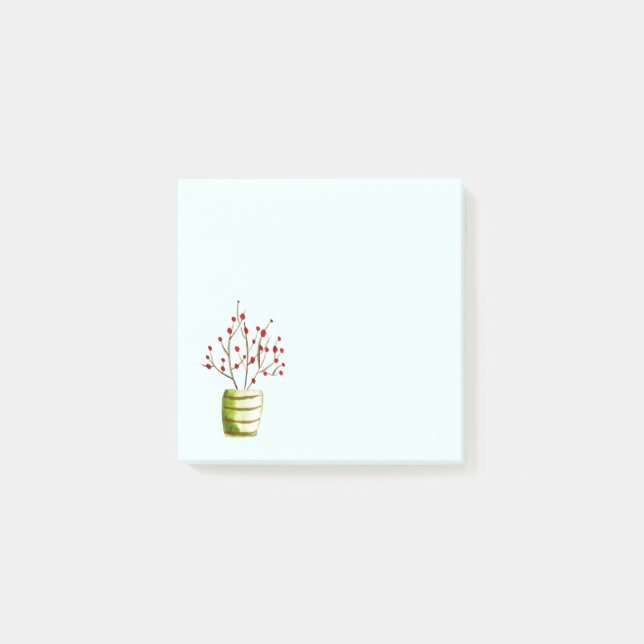 Red Berries Aquarellen Weihnachten Post-it Klebezettel (Vorderseite)