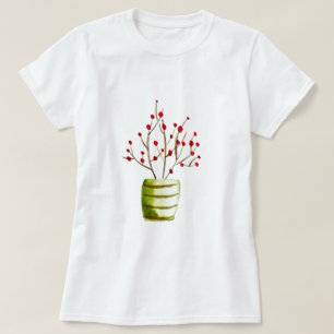 Red Berries Aquarellen Weihnachten T-Shirt