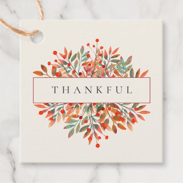 Red Berries & Autumn Leaves individuell anpassbar  Geschenkanhänger (Vorderseite)