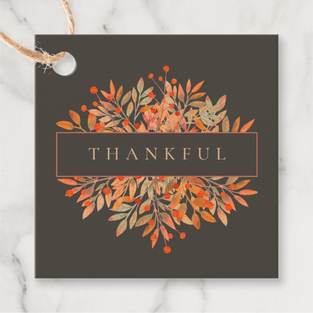 Red Berries & Blätter Anpassbare braune botanische Geschenkanhänger (Vorderseite)