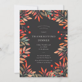 Red Berries & Blätter Custom Erntedank Dinner Einladung