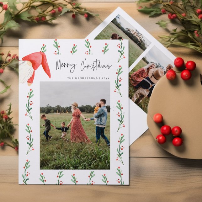 Red Berries Boho Frohe Weihnachtsfamilie Card Einladung (Von Creator hochgeladen)