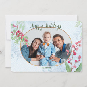 Red Berries Foto Holiday Grußkarte Feiertagskarte