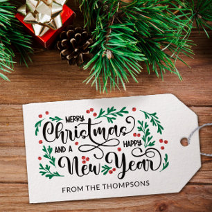 Red Berries frohe Weihnachten glücklich Neues Jahr Geschenkanhänger