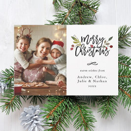 Red Berries Frohe Weihnachts-Foto Feiertagskarte