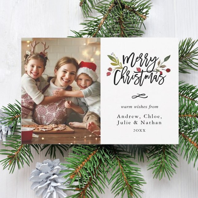 Red Berries Frohe Weihnachts-Foto Feiertagskarte (Von Creator hochgeladen)