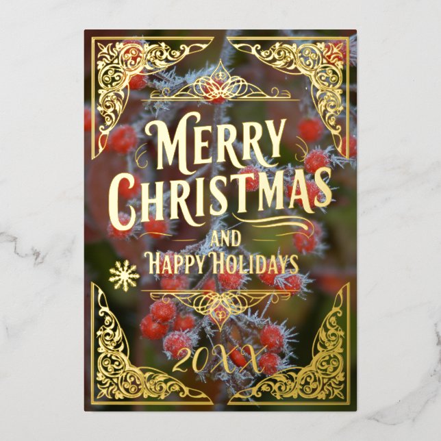Red Berries Frohe Weihnachts-glückliche Feiertage  (Vorderseite)
