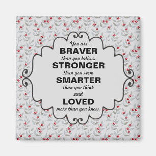 Red Berries Gray Blätter Worte der Ermutigung Magnet