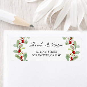 Red Berries Green Greenerity Wedding Address Label
