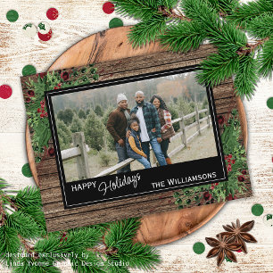 Red Berries Green Holly Niedlich Botanical Foliage Postkarte