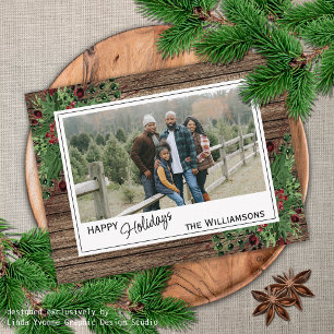 Red Berries Green Holly Niedlich Botanical Foliage Postkarte