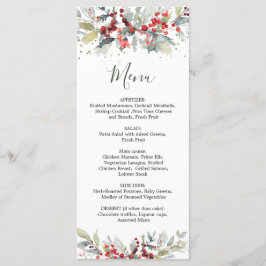 Red Berries Greenerage Foliage Wedding Menu Menükarte