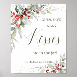 Red Berries Greenery Wie viele Kisses in Jar Poster