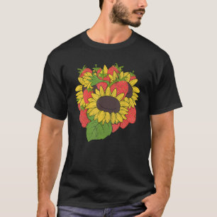 Red Berries Hippie Blume Blüten Strawberry Sonnenf T-Shirt