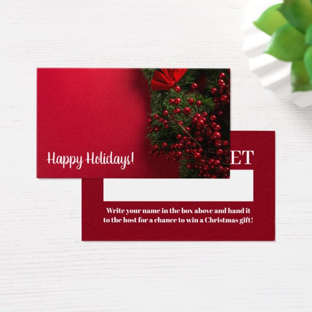 Red Berries & Mistletoe, Christmas Raffle Ticket (Schreibtisch)