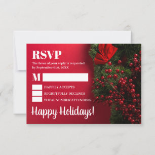 Red Berries & Mistletoe, Weihnachten UAWG RSVP Karte