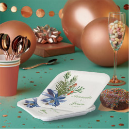 Red Berries Pine Cone Weihnachtsfeier Pappteller