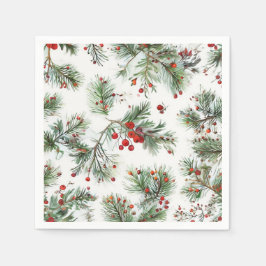 Red Berries & Pine Woodland Design Serviette