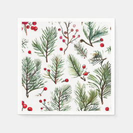 Red Berries & Pine Woodland Design Serviette