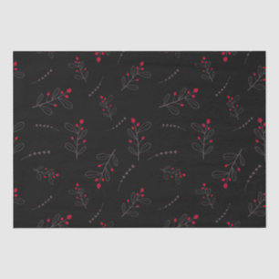 Red Berries und Blätter Weihnachten Schwarz Seidenpapier