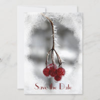 Red Berries und Frost Winter Wedding Save the Date