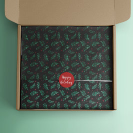 Red Berries Weihnachtsmuster Schwarz Seidenpapier