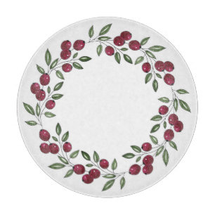 Red Berries Wreath Schneidebrett