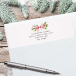 Red Berry Bow Christmas Return Address Label<br><div class="desc">Roter Beerenbogen Weihnachtsanschrift Etikett. Einfach den Text ändern.</div>