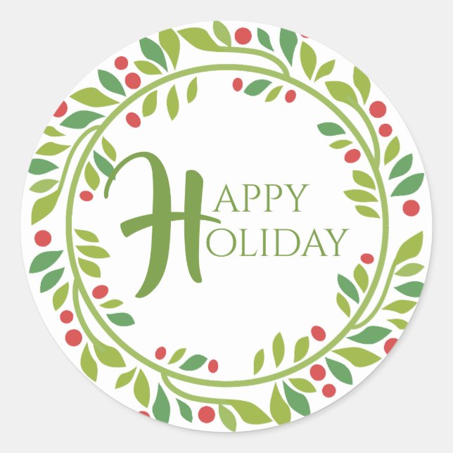 Red Berry Christmas Wreath Sticker (Vorderseite)