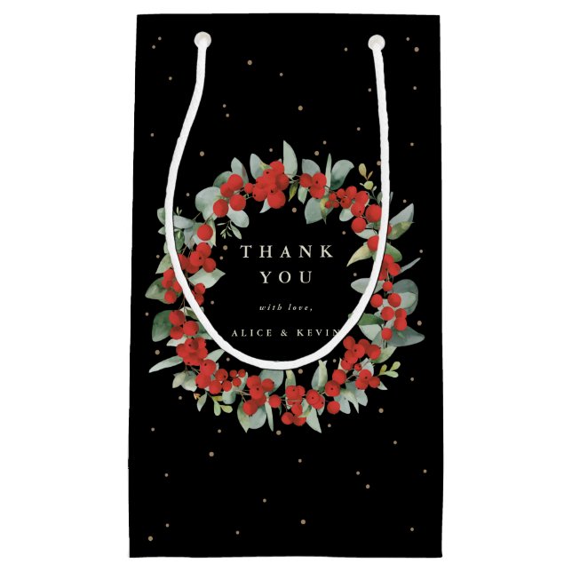 Red Berry+Eukalyptus Christmas/Holiday Vielen Dank Kleine Geschenktüte (Vorderseite)